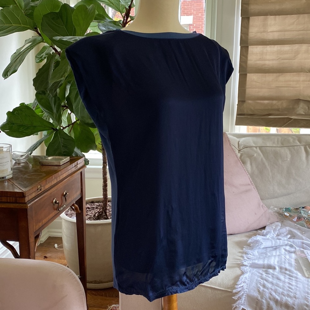 Silky Top with Padded Shoulders